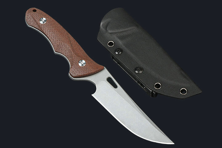 No logo Flax handle fixed knife with K sheath UD407727