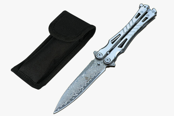 JL13 JinJunLang Damascus Benchmade Butterfly Knife Trainer Pocket Practice Knife flail knife UD407728