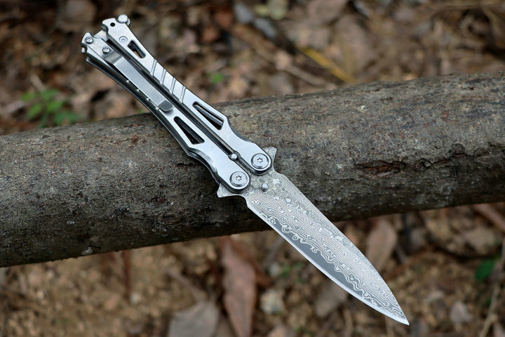 JL13 JinJunLang Damascus Benchmade Butterfly Knife Trainer Pocket Practice Knife flail knife UD407728