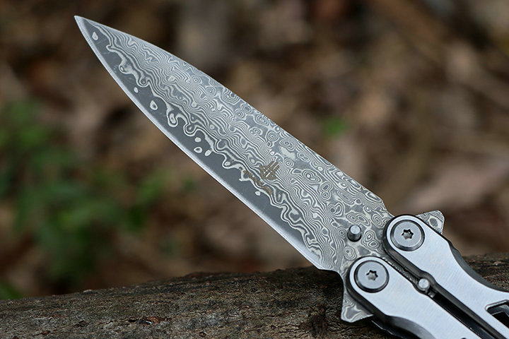 JL13 JinJunLang Damascus Benchmade Butterfly Knife Trainer Pocket Practice Knife flail knife UD407728