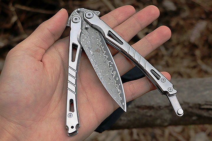 JL13 JinJunLang Damascus Benchmade Butterfly Knife Trainer Pocket Practice Knife flail knife UD407728