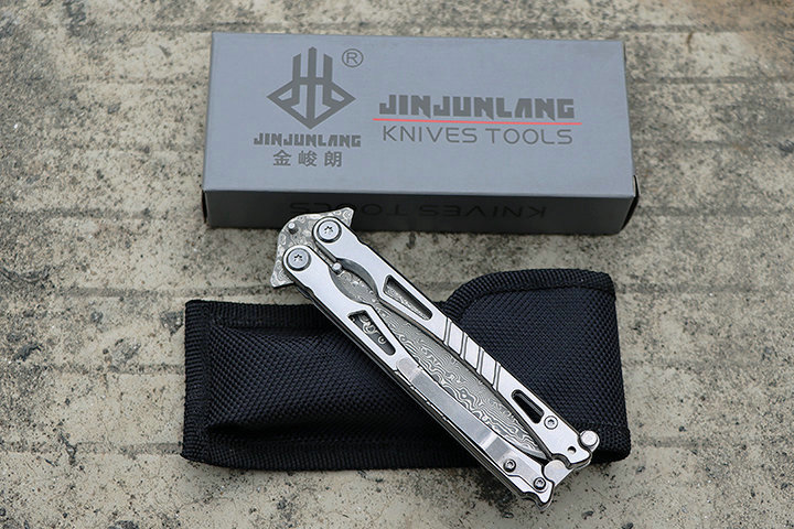 JL13 JinJunLang Damascus Benchmade Butterfly Knife Trainer Pocket Practice Knife flail knife UD407728