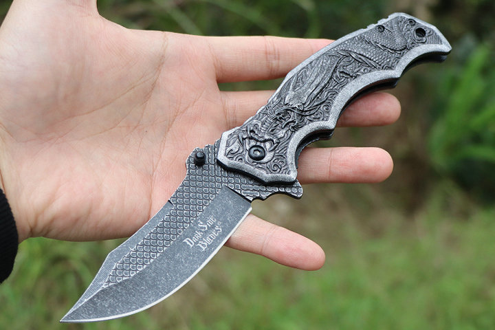 Dragon pattern A055 fast opening folding knife UD407732