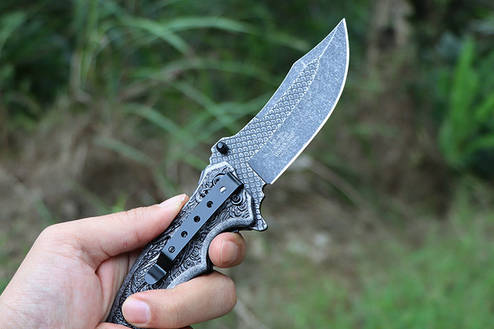 Dragon pattern A055 fast opening folding knife UD407732