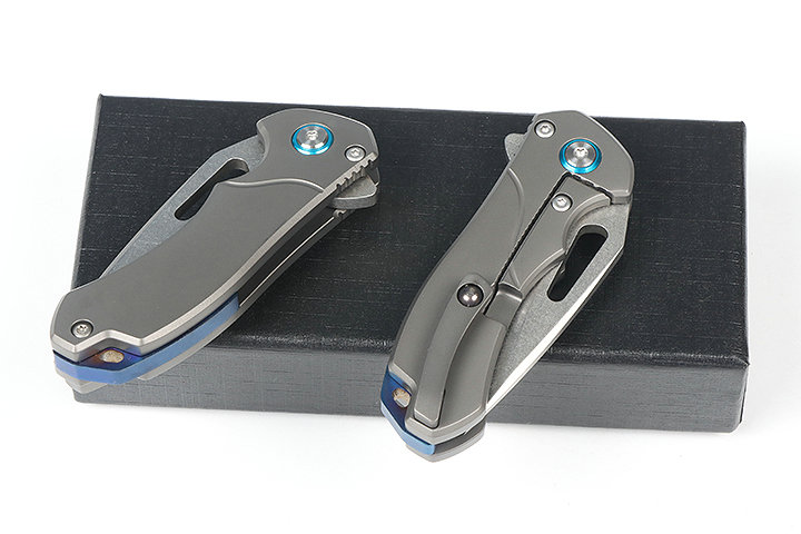 Blue eyes D2 blade Titanium  handle pocket knife UD407749