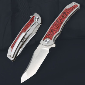 Freewolf Red Flame VG10 Blade Material Titanium Handle Pocket Hunting Folding Knife UD407857