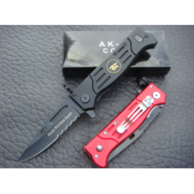 BLACK & RED OEM AK-47 FOLDING BLADE SURVIVAL KNIFE UD48226