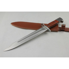 OEM AK-47 MEDIUM SIZED ARMY THORN FIXED BLADE KNIFE WITH LEATHER SCABBARD UD48311