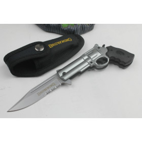 Browning-334 gun type half sertated blade folding knife UD40971