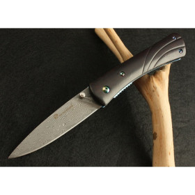 59HRC OEM DAMASCUS STEEL FOLDING GIFT KNIFE UDTEK00535 