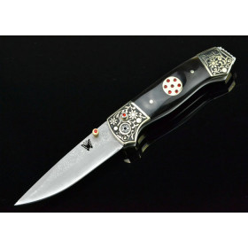 Ox Horn Version OEM Damascus Steel Folding Knife Collection Knife  UDTEK01302