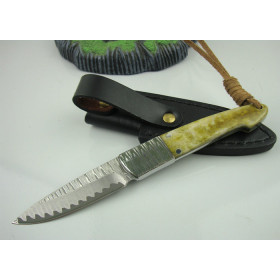 High Quality Animal Bone + Steel Handle OEM Damascus Steel Hunting Knife Hand Tool UDTEK01305