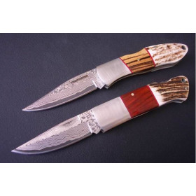 Stainless Steel + Wood + Antler Handle OEM Damascus Knife UDTEK00542 / UDTEK01205
