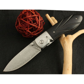 OEM DAMASCUS SILVER WOLF FOLDING HUNTING KNIFE UDTEK00547