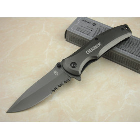 Gerber -342 fast opening cusp half serrated folding pocket knife UD401158