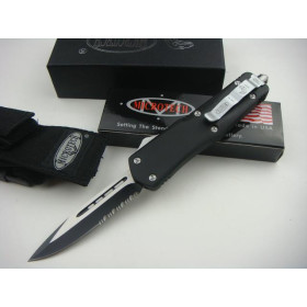 Microtech.A07 Single Blade Half Teeth Black And White Blade Spring Knife UD400805