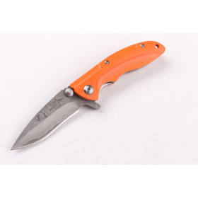 Shootey Mantis Soldiers Damascus Blade Material Orange Folding Knife UD403363
