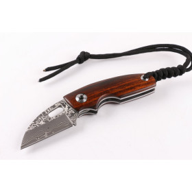 Small razor Damascus no lock folding knife UD402418