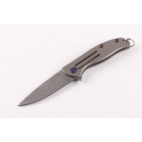 Mini Titanium handle no lock D2 blade stone-washing folding keychain knife UD403420
