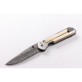 Chris Reeve Damascus animal bone handle folding knife UD403362