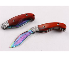 Damascus steel small handmade dogleg pocket folding knife with colorful surface UD403427