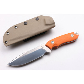 Bolte Holy silver Fox war fixed blade knife with orange G10 handle UD40439