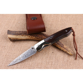 Extreme Ebony small folding knife American Damascus handmade knife UD404480