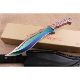 Colorful Scorpion King fixed blade knife Machete UD404705