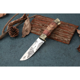 FB1138 outdoor wolf head  fixed blade hunting camping knife UD404854