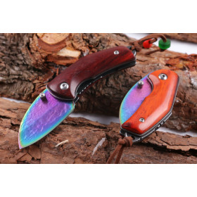 VG10 Damascus steel blade color Titanium big head folding knife UD404872