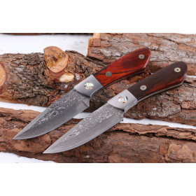 Handmade imported Damascus blade material hunting fox camping knife UD404889