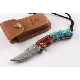 Mild Deer VG10 Damascus steel Abalone folding knife UD404895