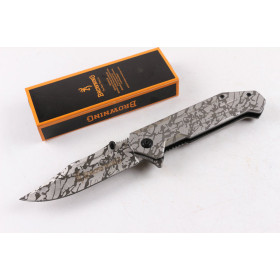 Browning 355 fast opening folding knife with steel handle（corrosion pattern）UD404910
