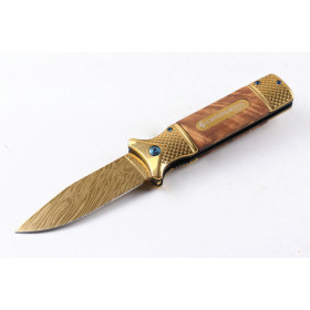 Chong Ming CM73 fast opening folding knife with 440 blade（golden Titanium）UD404912