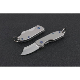 Small Razor Titanium Handle D2 Blade Outdoor Pocket Tactical Portable Folding Knife EDC Tool UD405073
