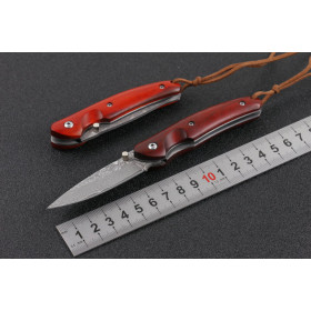 Damascus Steel Folding Blade Pocket Knife Wholesale Factory Rates Wood Handle Tactical Application UD405078